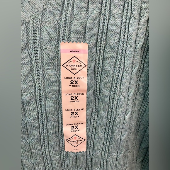 St John’s Bay V-Neck Cable Knit Sweater Womens size 2X - Picture 5 of 9